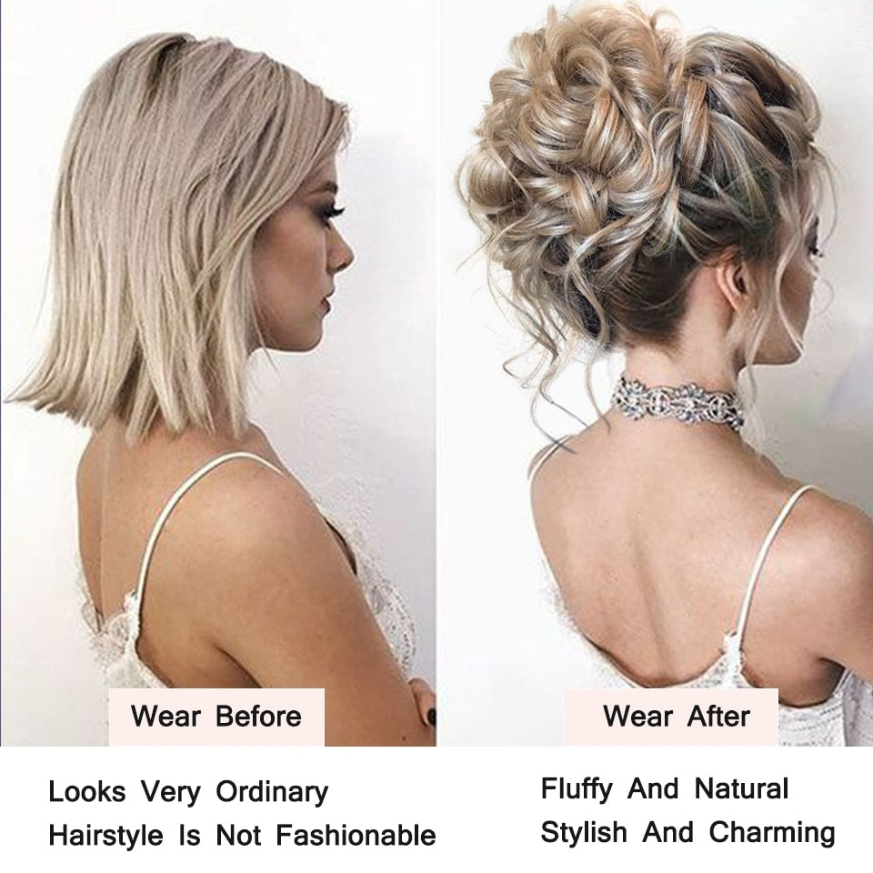 Blonde Messy Curly Claw Bun Hair Band