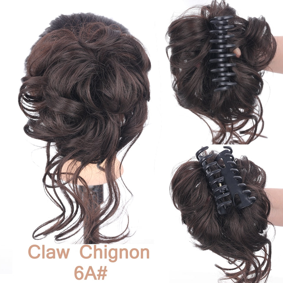Ash brown Messy Curly Claw Bun Hair Band