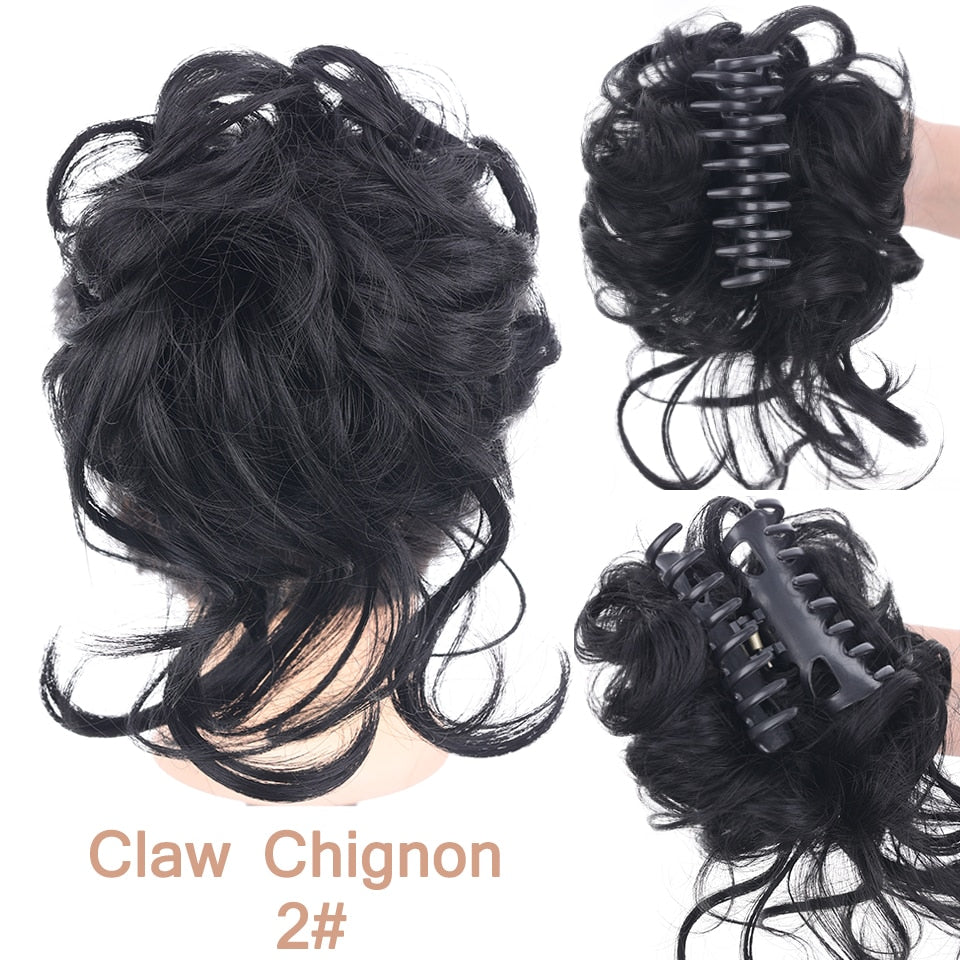 Black Messy Curly Claw Bun Hair Band