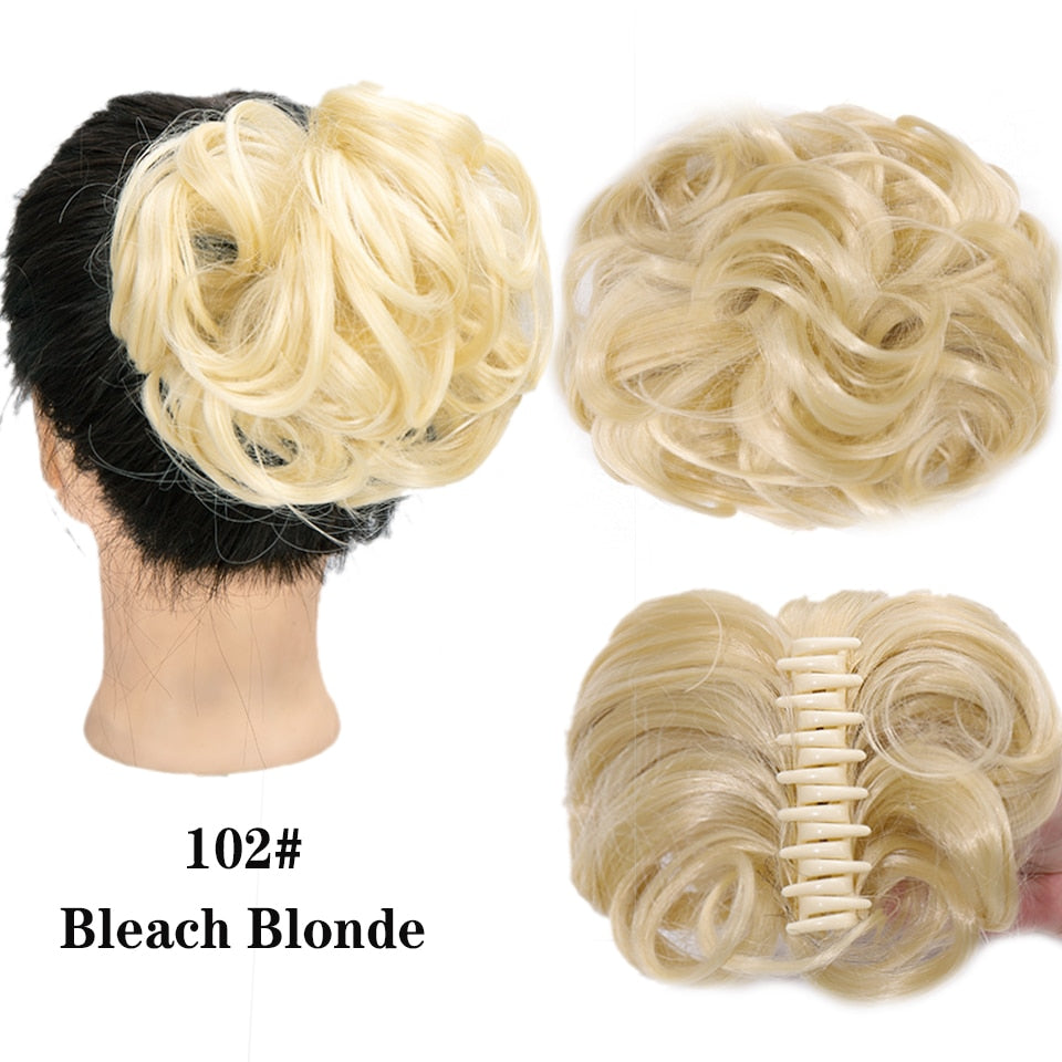 Blonde Messy Curly Claw Bun Hair Band