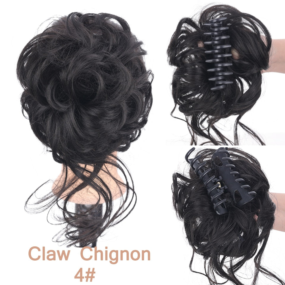 Black Messy Curly Claw Bun Hair Band
