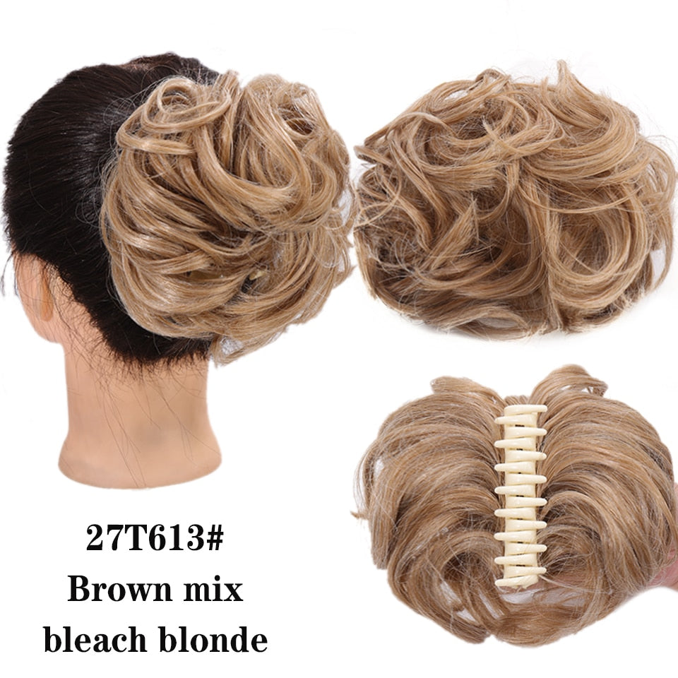Blonde Messy Curly Claw Bun Hair Band