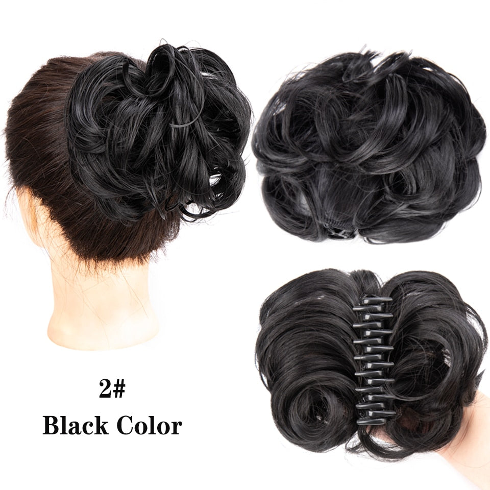 Black Messy Curly Claw Bun Hair Band