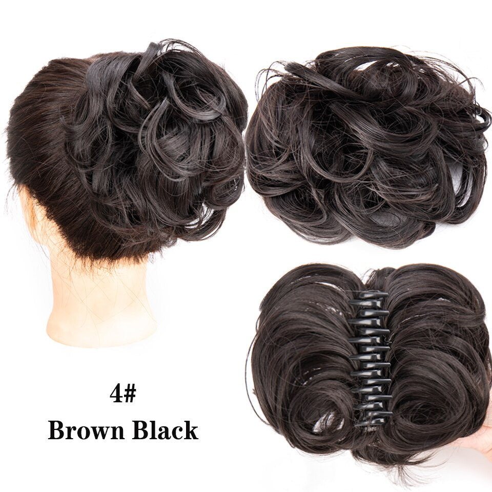 Black Messy Curly Claw Bun Hair Band