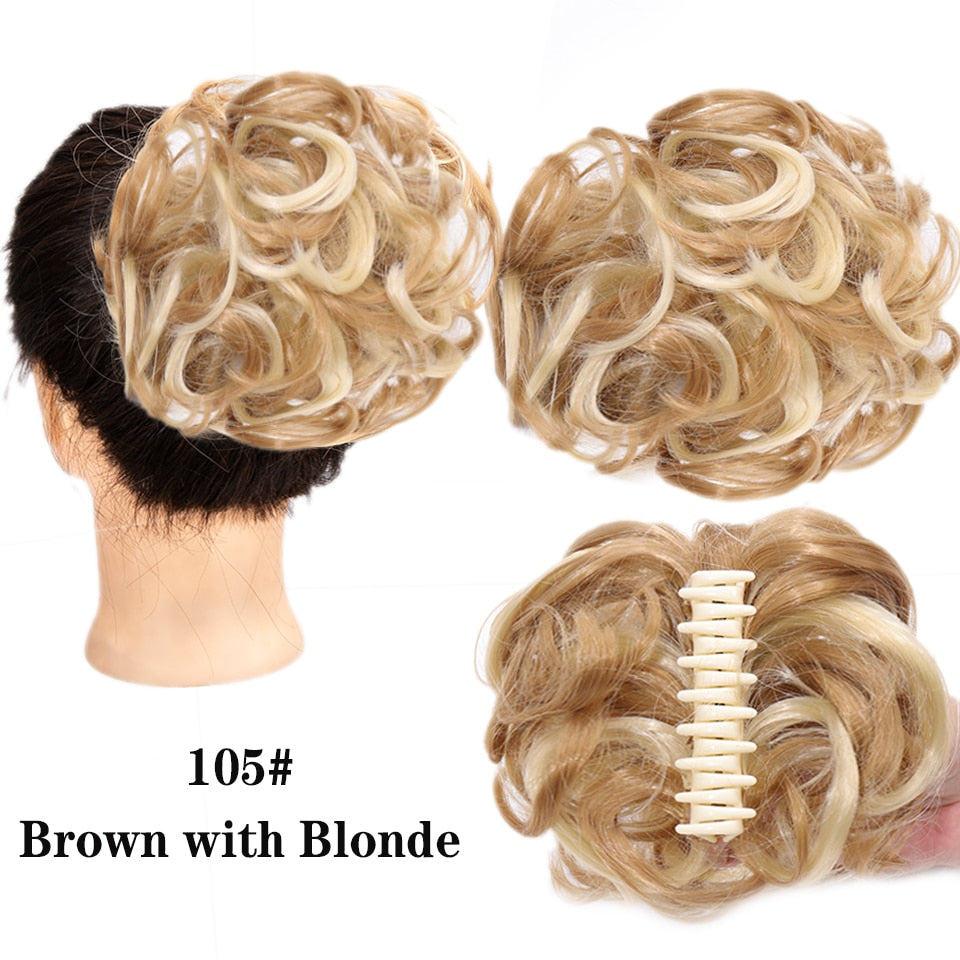 Bleach Blonde Messy Curly Claw Bun Hair Band