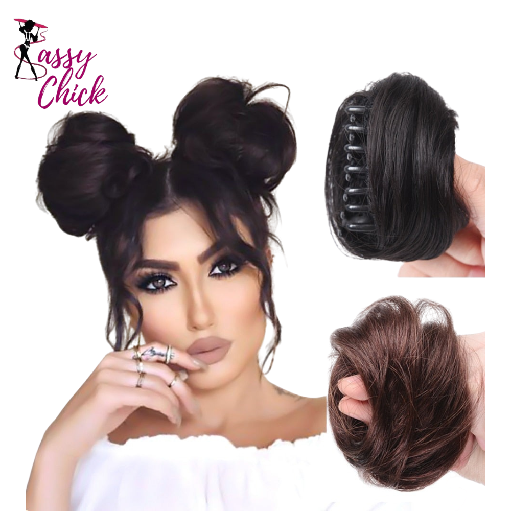 Messy Hair Clip-on Bun Sassy Chick Logo