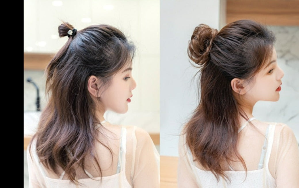 Model using Messy Hair Clip-on Bun