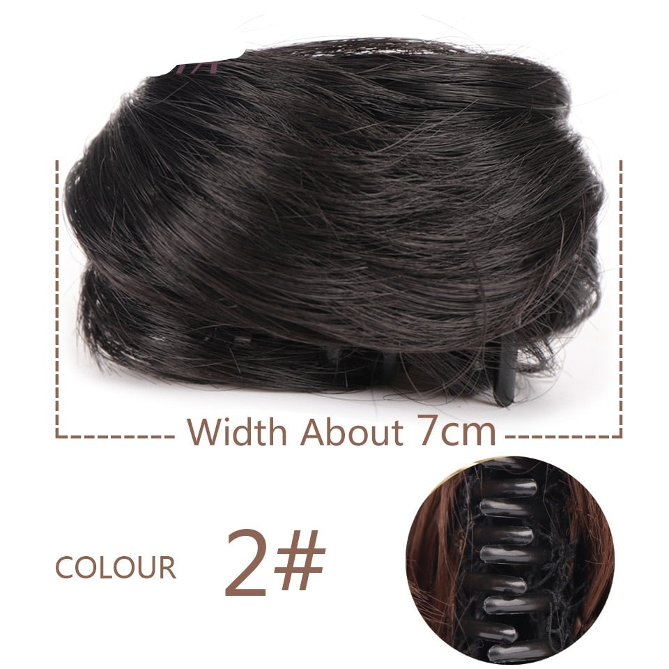 Black Messy Hair Clip-on Bun