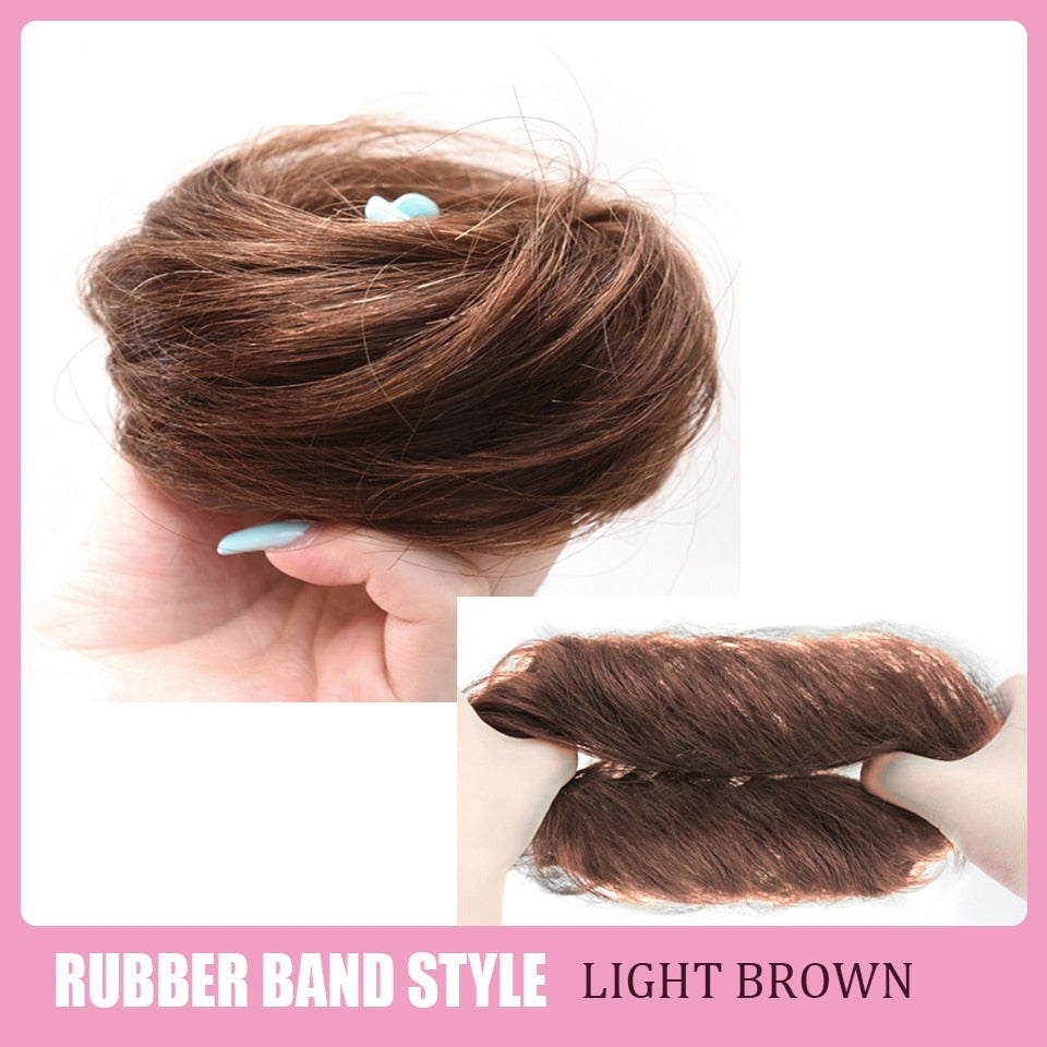 Brown Messy Hair Clip-on Bun