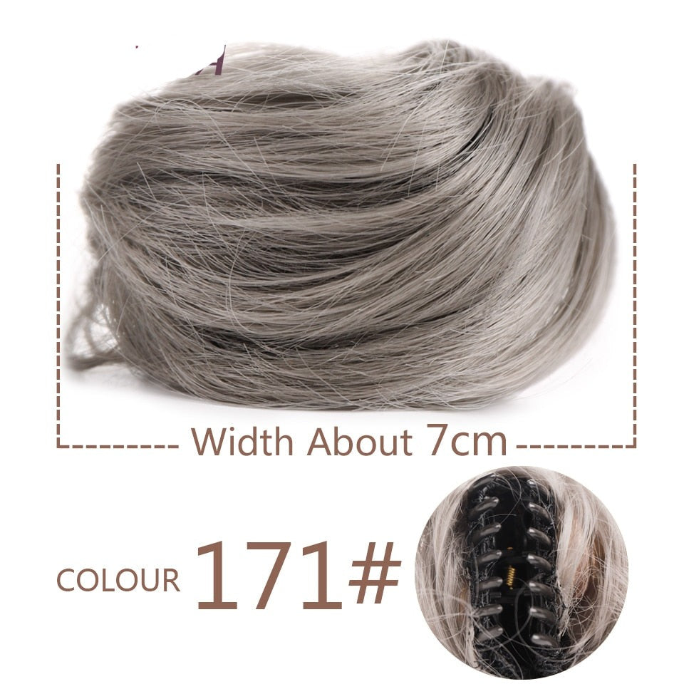Ash Gray Messy Hair Clip-on Bun