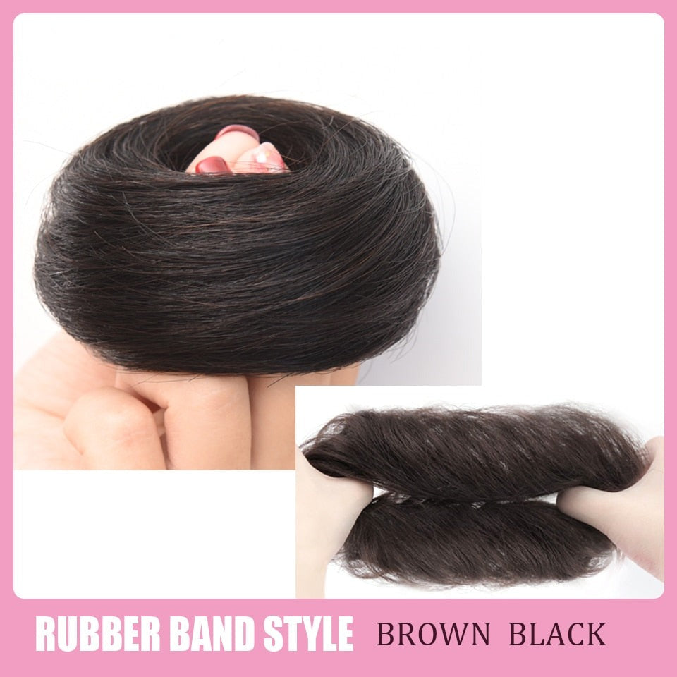 Black Messy Hair Clip-on Bun