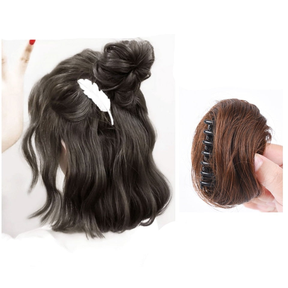 Black Messy Hair Clip-on Bun