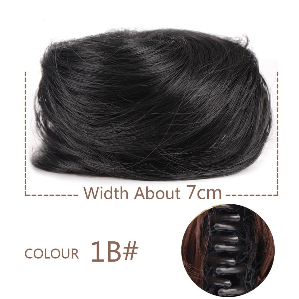 Black Messy Hair Clip-on Bun