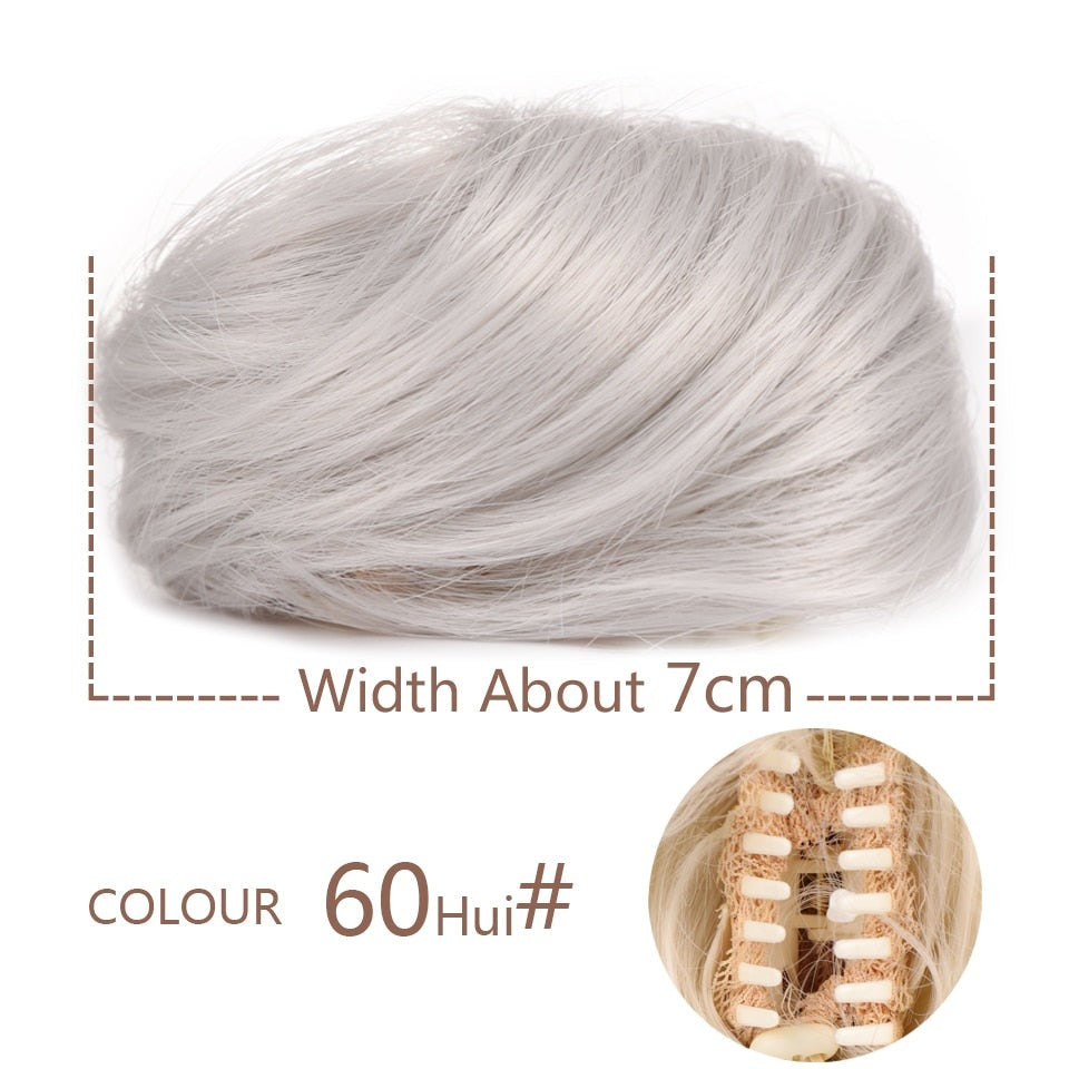 Ash gray Messy Hair Clip-on Bun