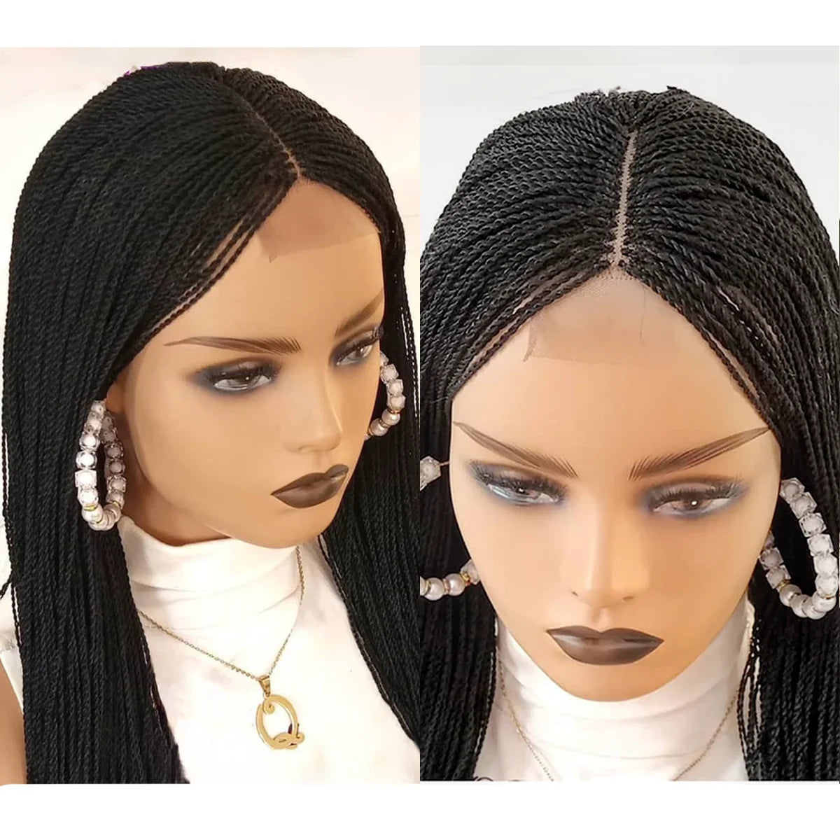 Black Micro Glue less Braid Lace Wig
