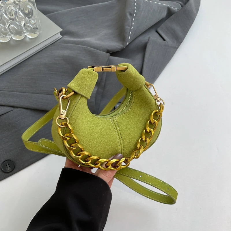 Apple Green Mini PU Leather Saddle Shoulder Bag for Women