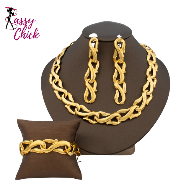 Minimalist Choker Stainless Steel Jewelry Set Sassy Chick Logo