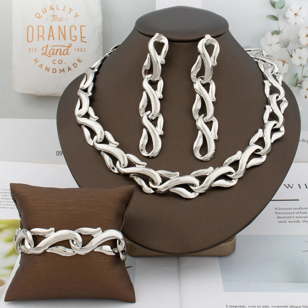 Silver Minimalist Choker Stainless Steel Jewelry Set