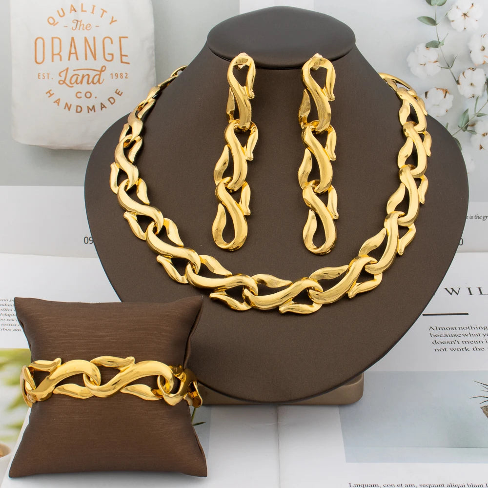 Gold Minimalist Choker Stainless Steel Jewelry Set