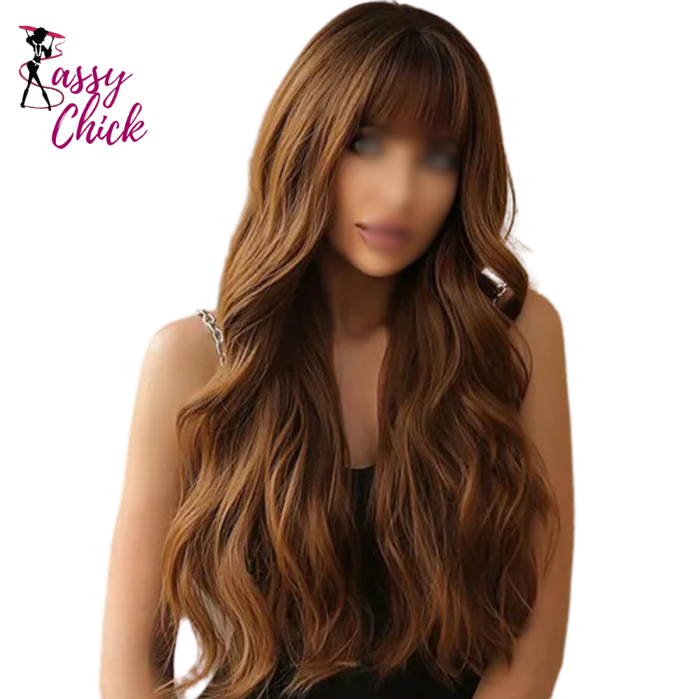 Mixed Blonde Long Natural Wavy with Bang Synthetic Wigs Sassy Chick Logo