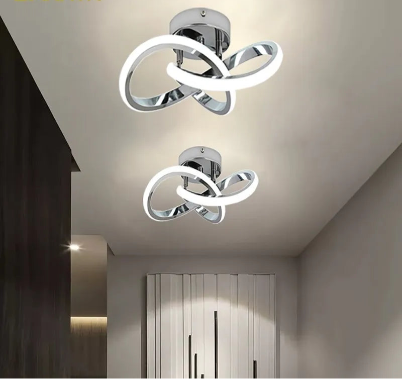 Modern minimalist LED strip ceiling light installed in hallway or staircase