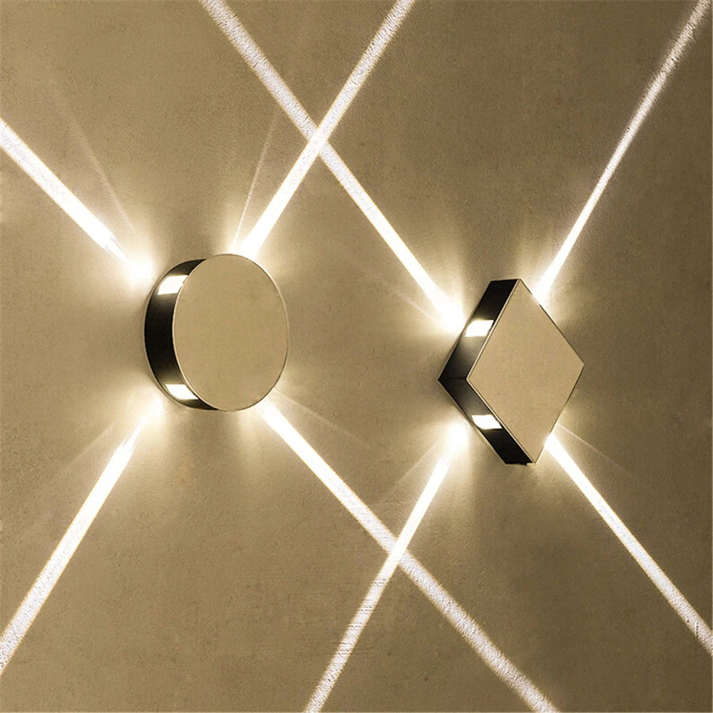 Modern LED star cross wall lamp for bedroom or living room decor