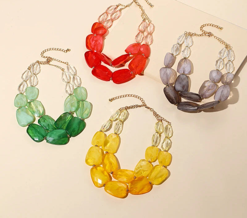 collection of Multi-layer Bead Choker Necklaces