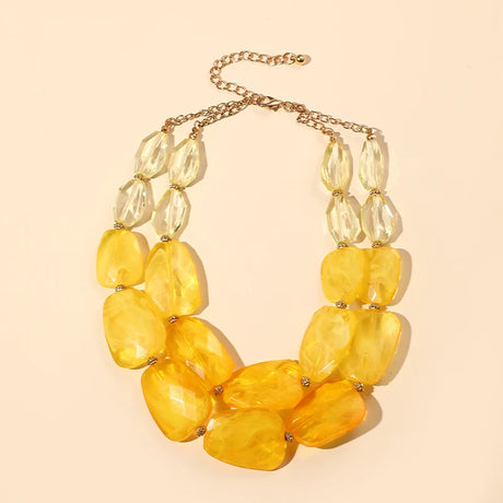 Multi-layer Bead Choker Necklaces yellow