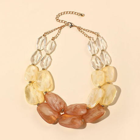 Multi-layer Bead Choker Necklaces beige