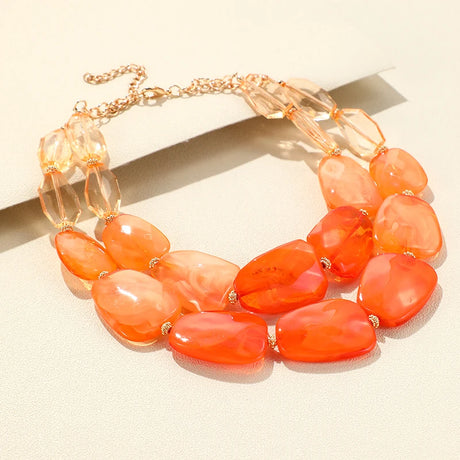 Multi-layer Bead Choker Necklaces orange