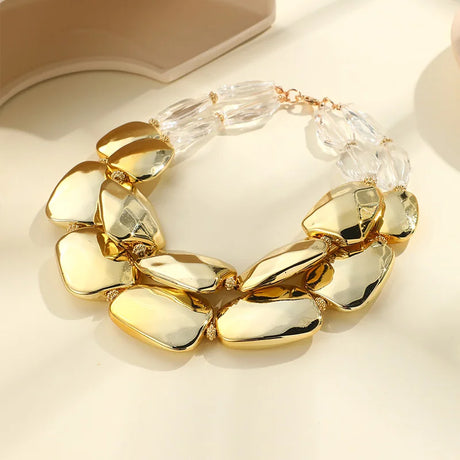 Multi-layer Bead Choker Necklaces gold color