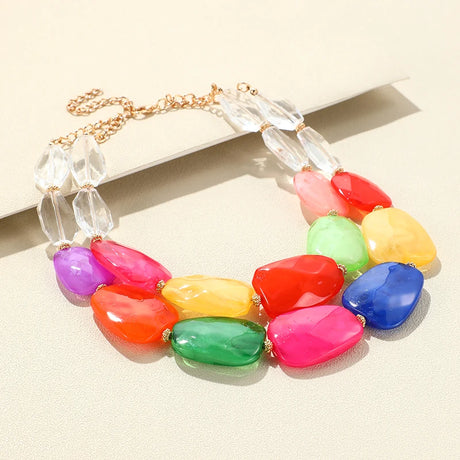 Multi-layer Bead Choker Necklaces multi color
