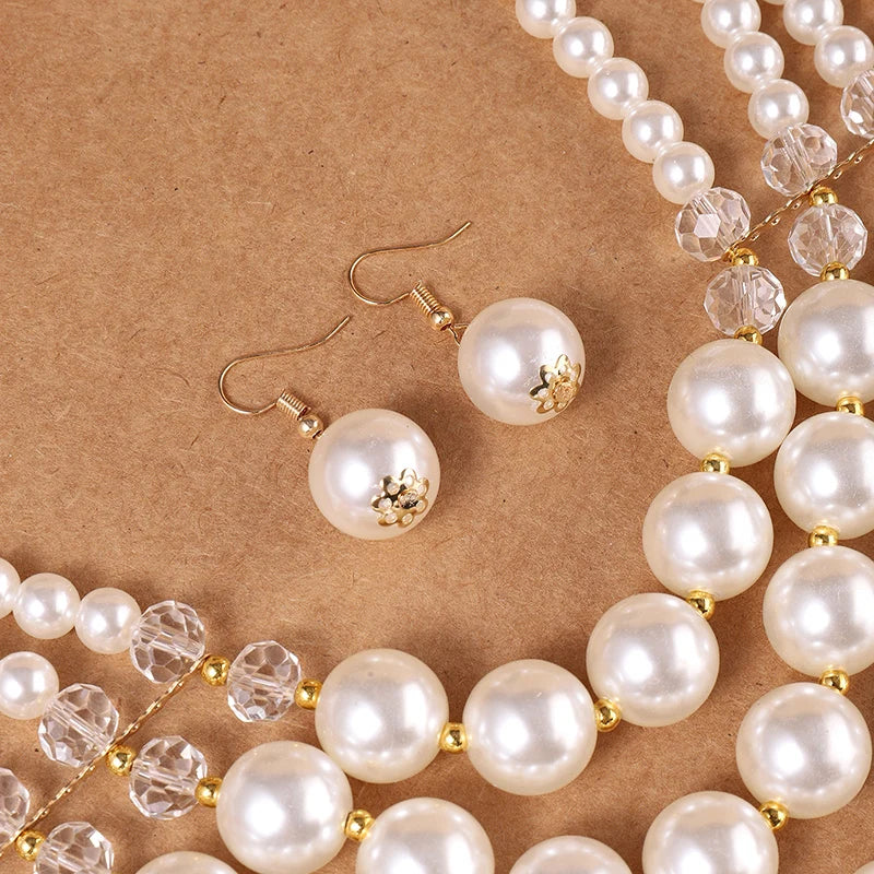 Multi-layer Beaded Imitation Pearl Jewelry Set