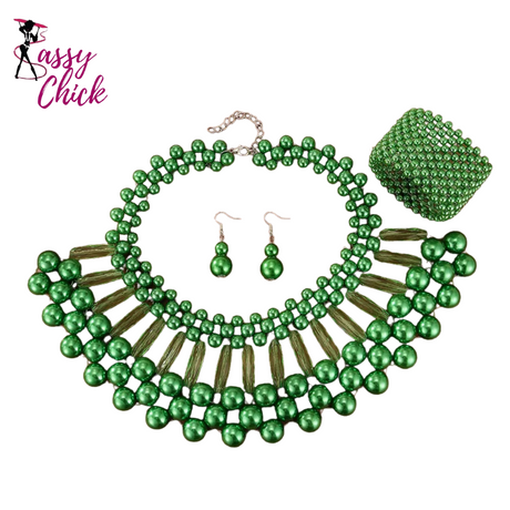 Multi Layer Pearl Party Colorful Jewelry Set Sassy Chick Logo
