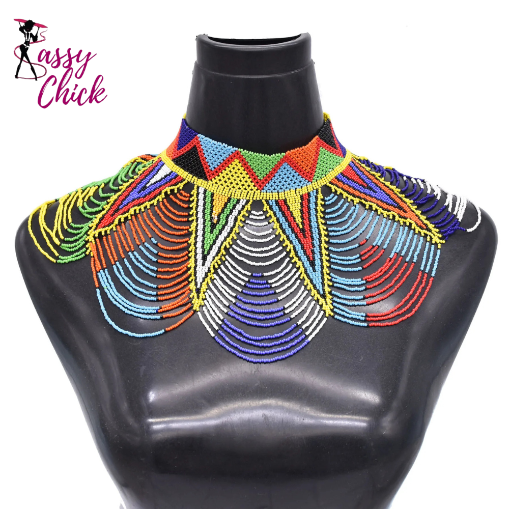 Multilayer Handmade Colorful Beads Collar Statement Jewelry Sassy Chick Logo
