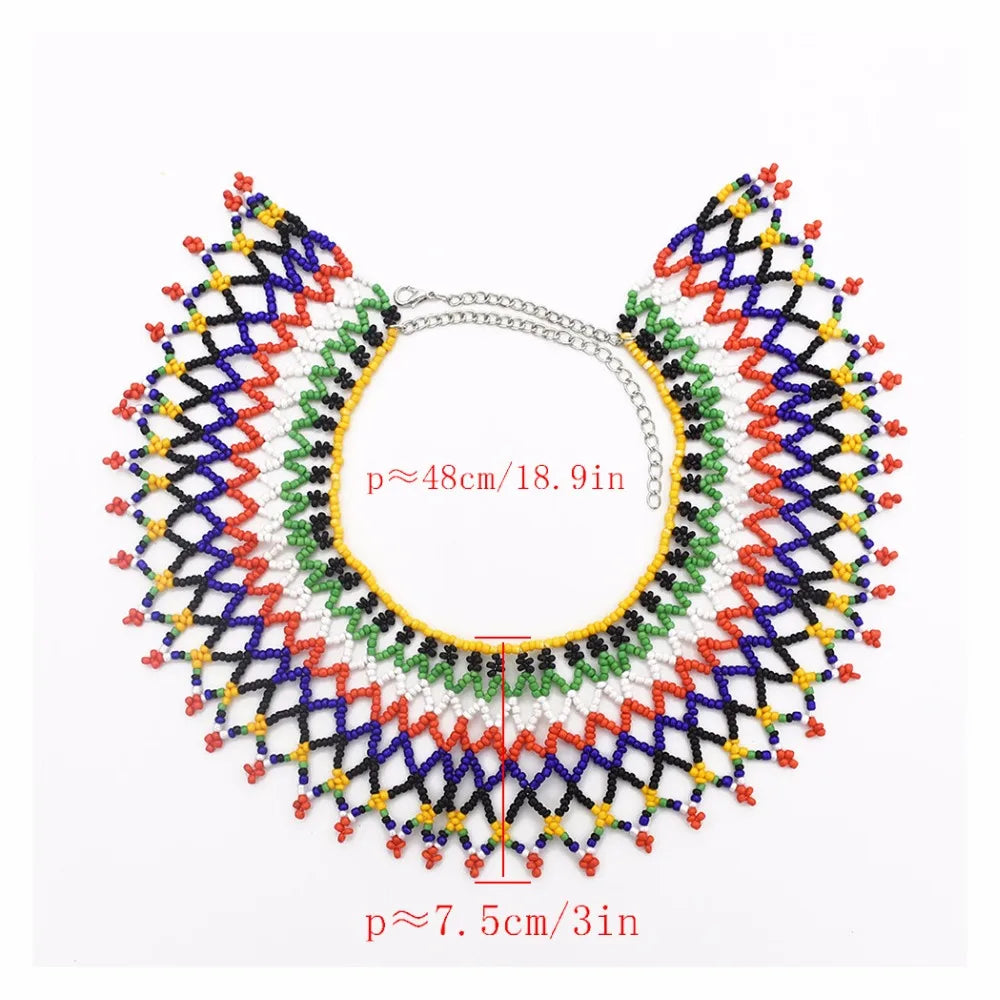 Size of Multilayer Handmade Colorful Beads Collar Statement Jewelry