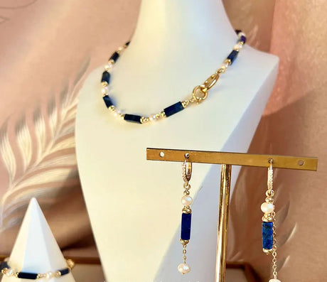 Natural Freshwater Pearl Lapis Lazuli Jewelry Set