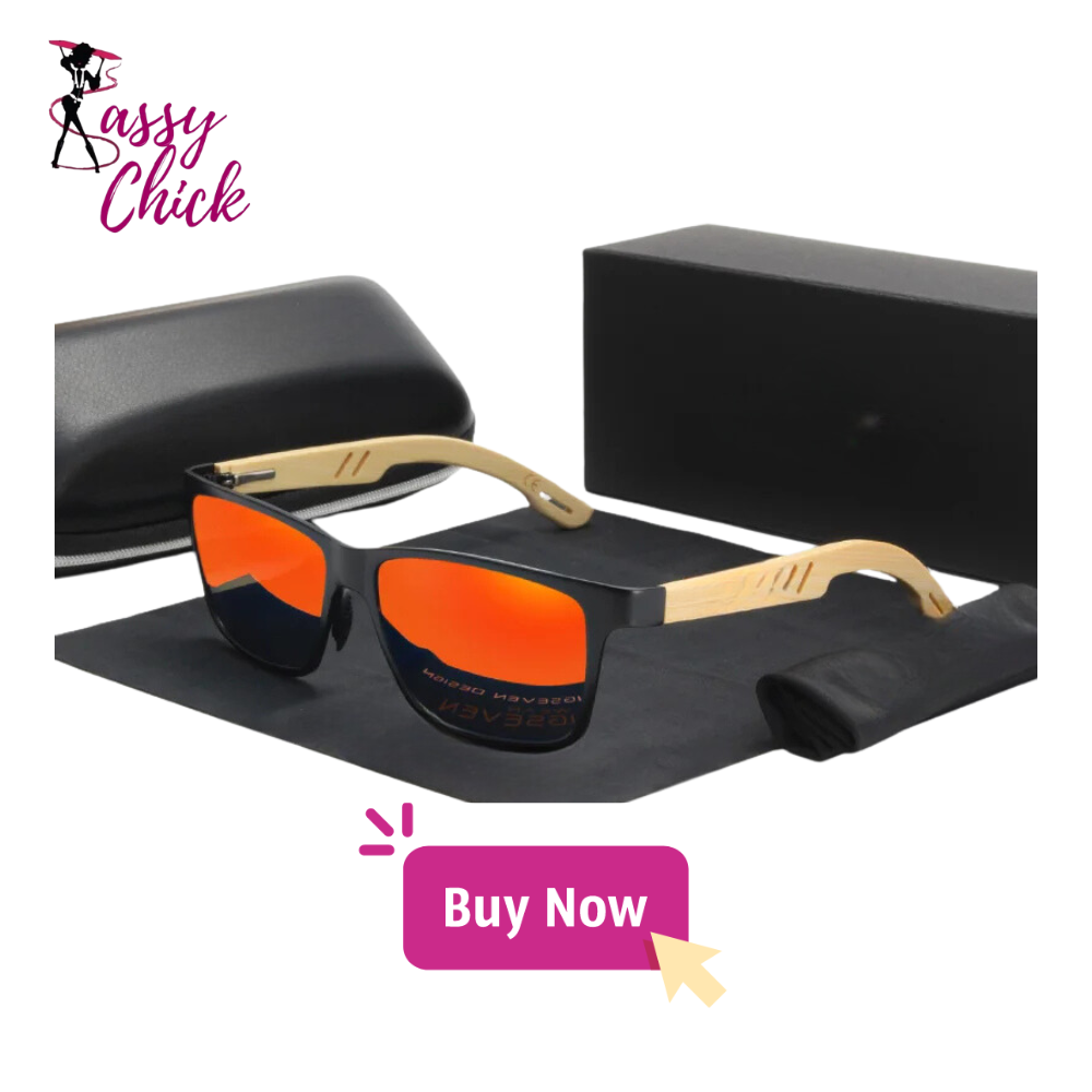 Natural Wooden Men Polarized Eyewear Sunglasses Sassy Chick Logo
