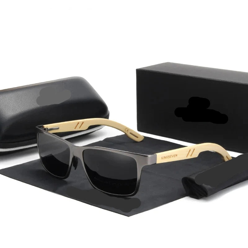 Natural Wooden Men Polarized Eyewear Sunglasses black