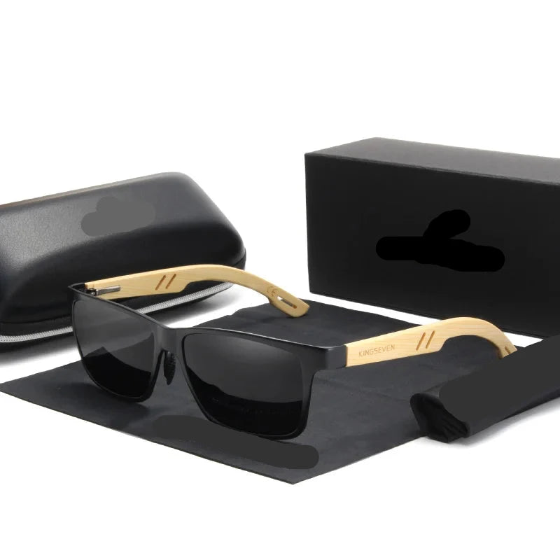 Natural Wooden Men Polarized Eyewear Sunglasses black