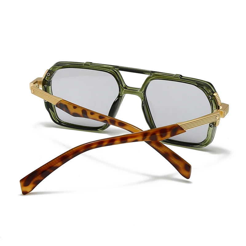New Aviator Retro Double Bridge Square Sunglasses