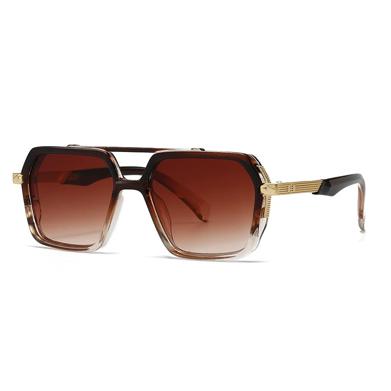 New Aviator Retro Double Bridge Square Sunglasses