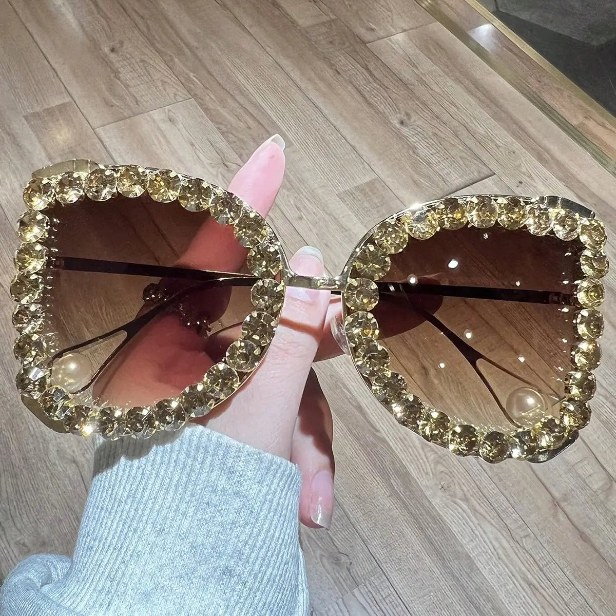 Gold New Butterfly-Shaped Oversized Women's Sunglasses