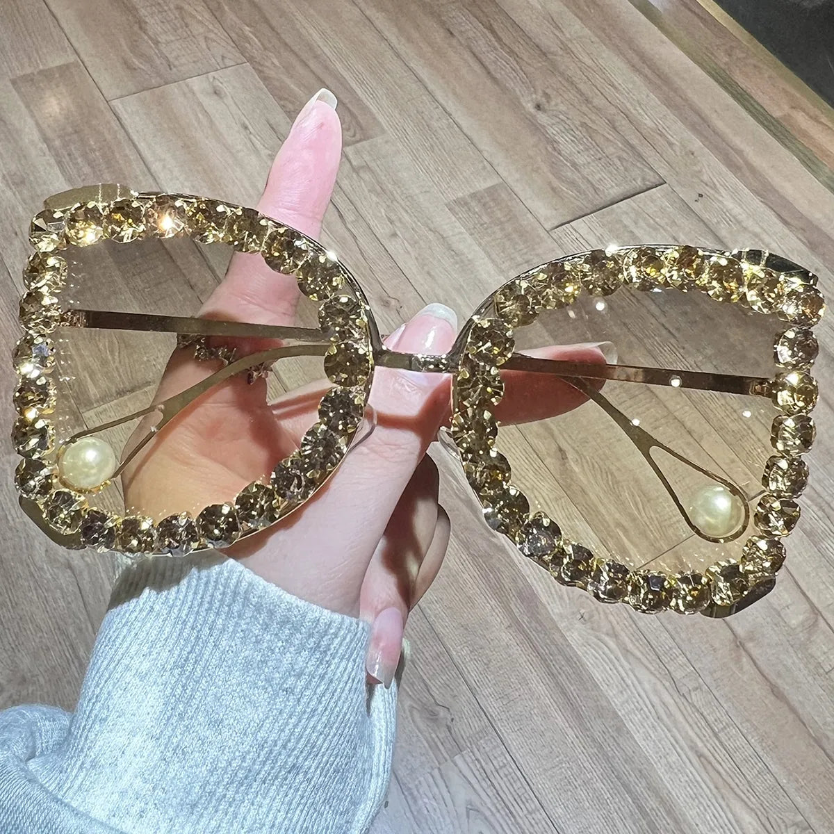 Gold New Butterfly-Shaped Oversized Women's Sunglasses