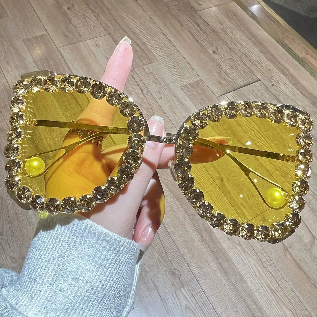 Gold New Butterfly-Shaped Oversized Women's Sunglasses