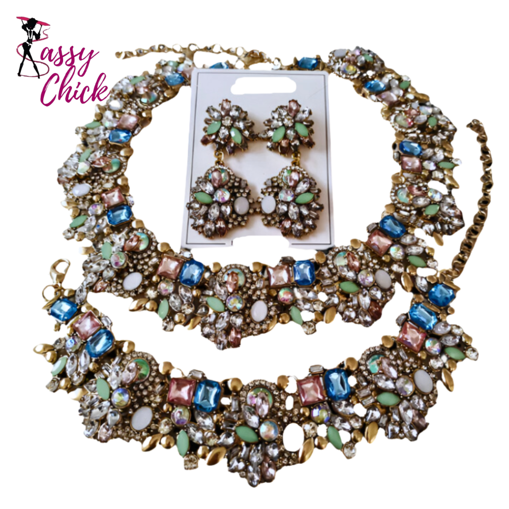 New Crystal Rhinestone Bridal Statement Jewelry Sets Sassy Chick Logo