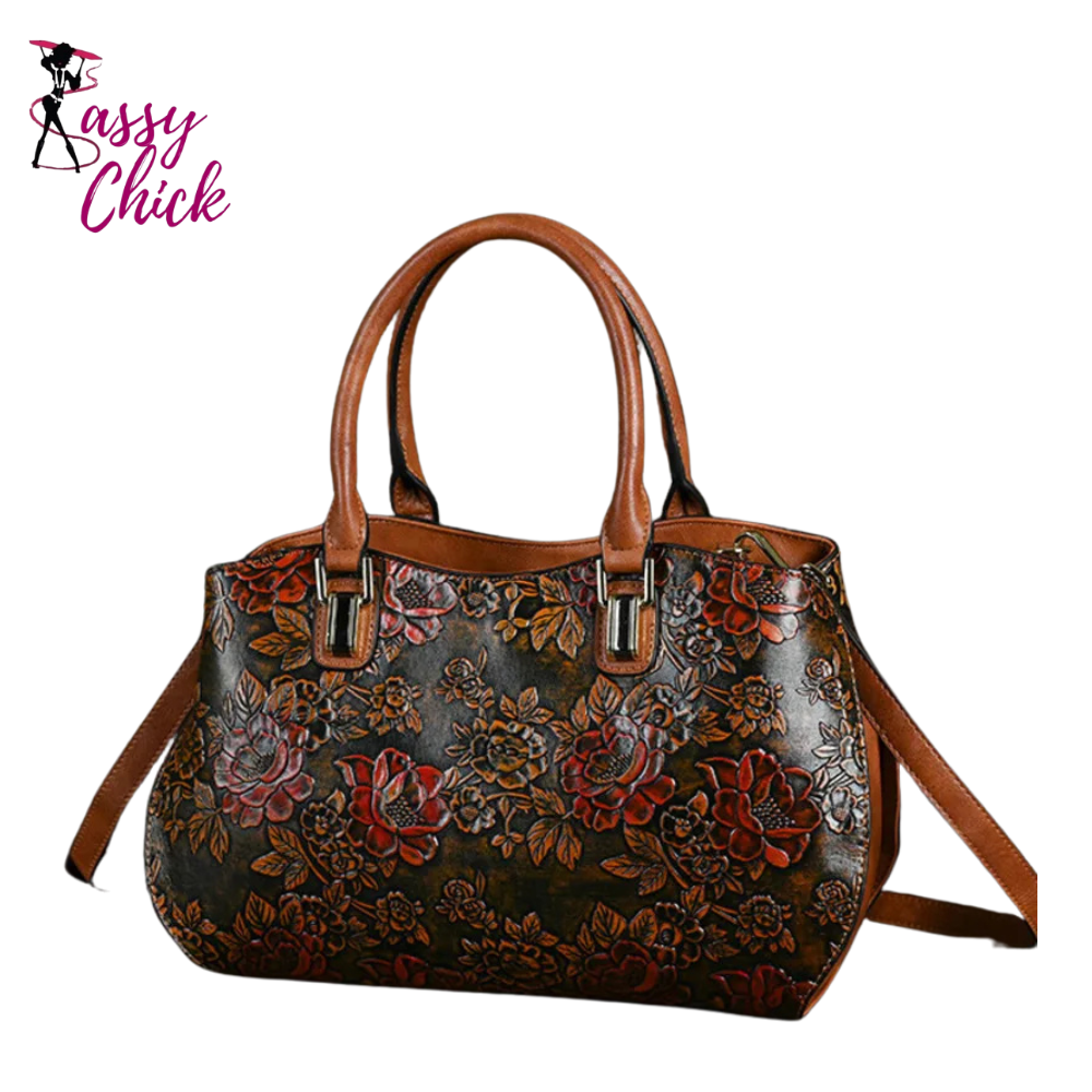 New Embossed Large Handmade Shoulder Bag For Women Sassy Chick  Logo