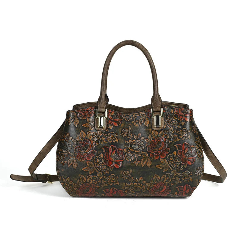 Black New Embossed Large Handmade Shoulder Bag For Women