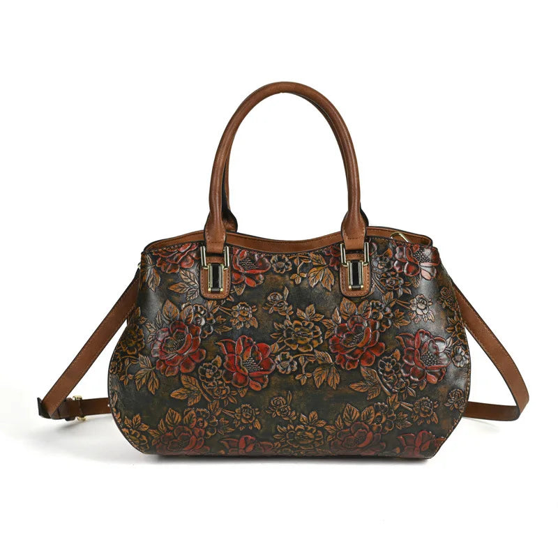 Brown New Embossed Large Handmade Shoulder Bag For Women