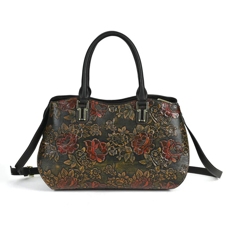 brown New Embossed Large Handmade Shoulder Bag For Women